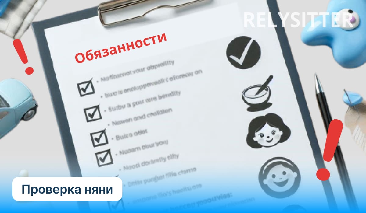 Мужчина в рубашке, галстуке и очках предоставляет список пунктов для проверки няни